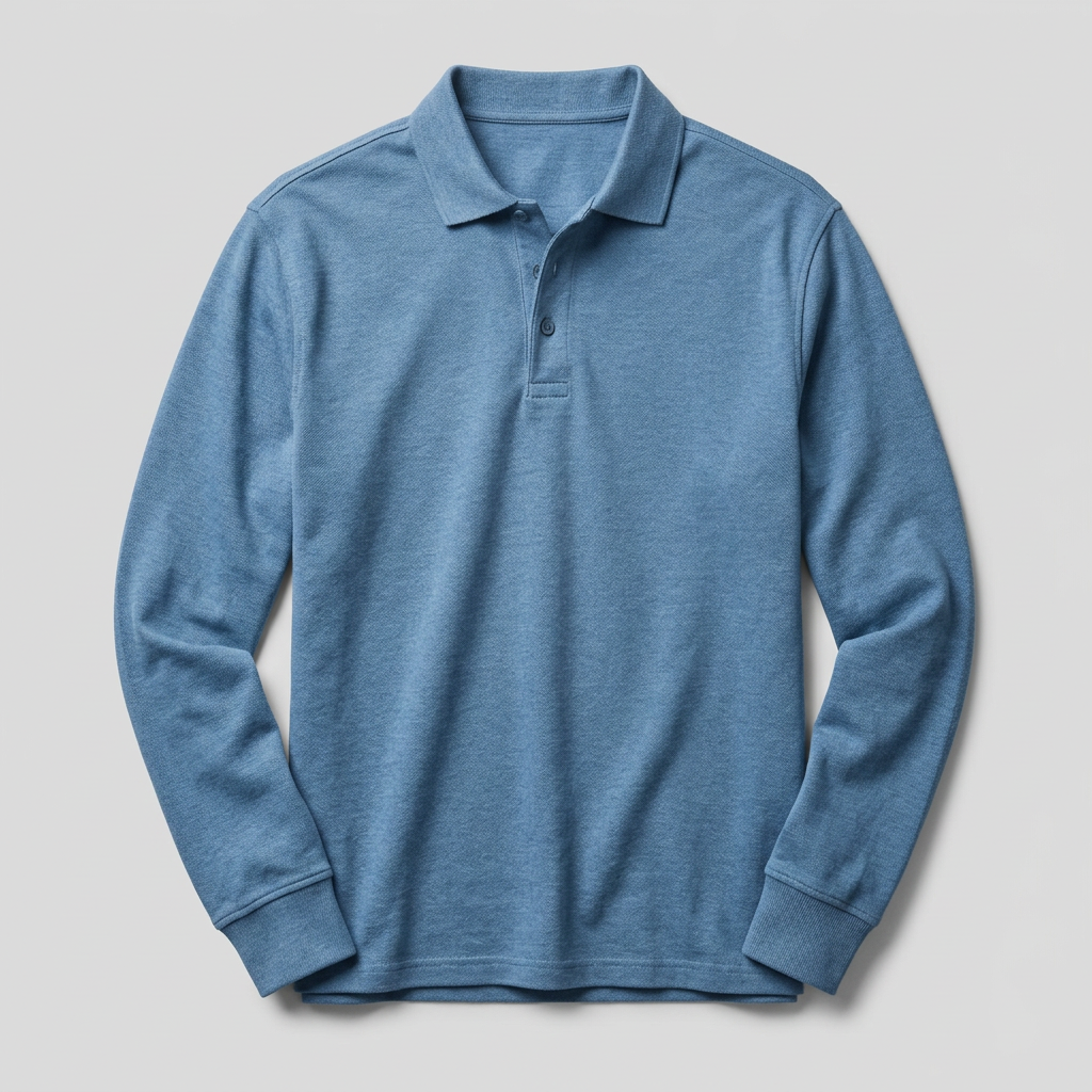 Men's Long-Sleeve Collared Polo Shirt
