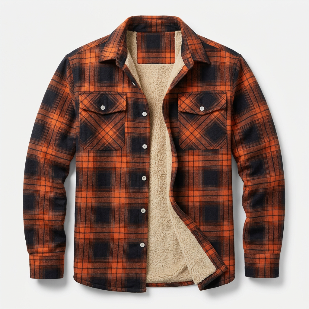 Men's Long-Sleeve Plaid Outerwear Shirt Jacket