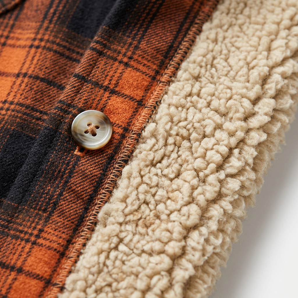 Men's Long-Sleeve Plaid Outerwear Shirt Jacket