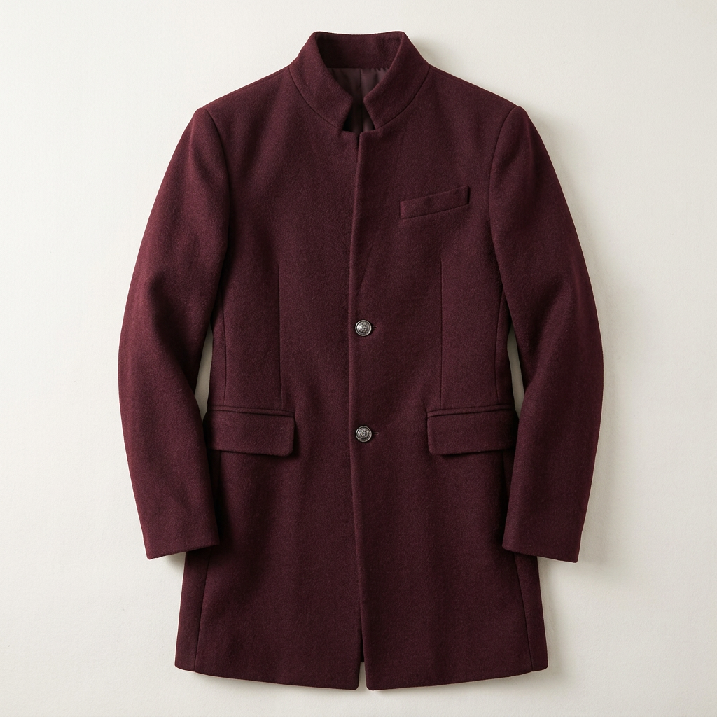 Men's Mid-Length Overcoat Front Button Design
