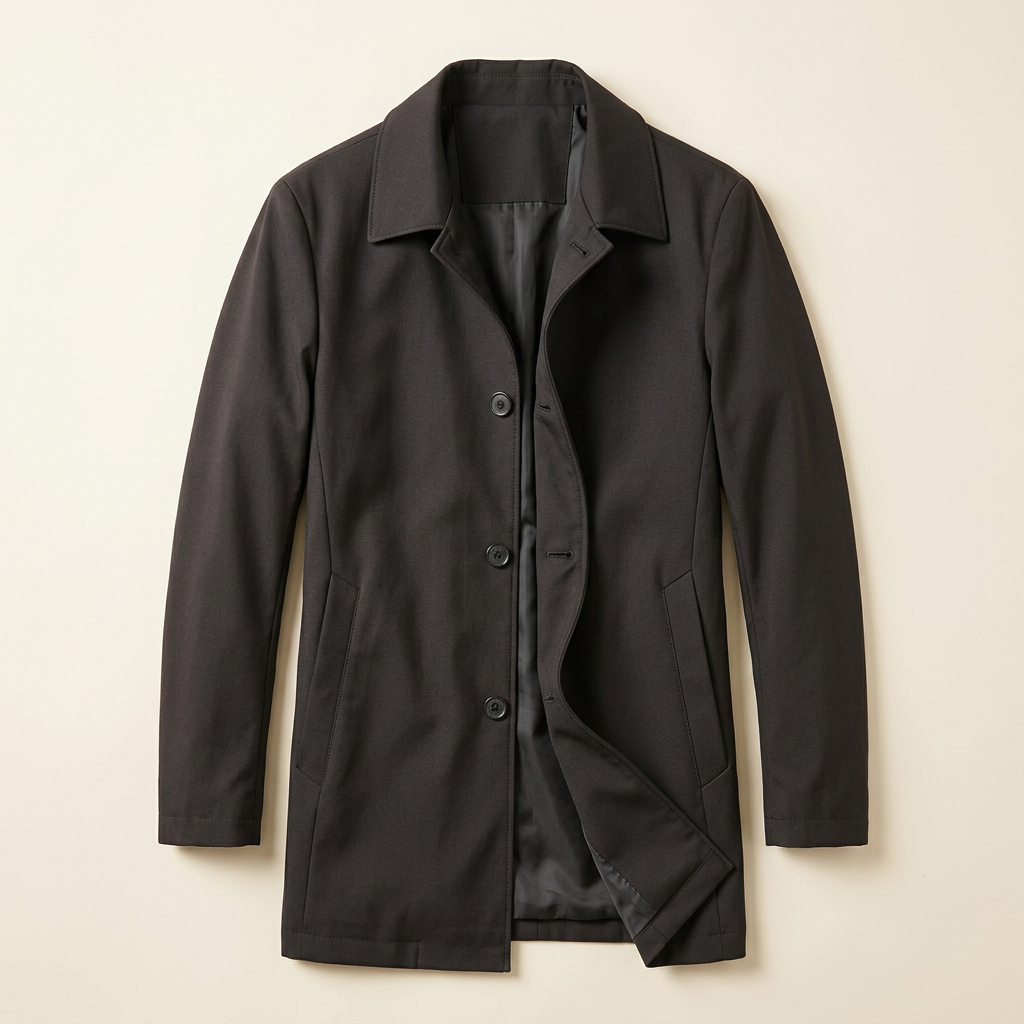 Men’s Mid-Length Overcoat Turn-Down Collar