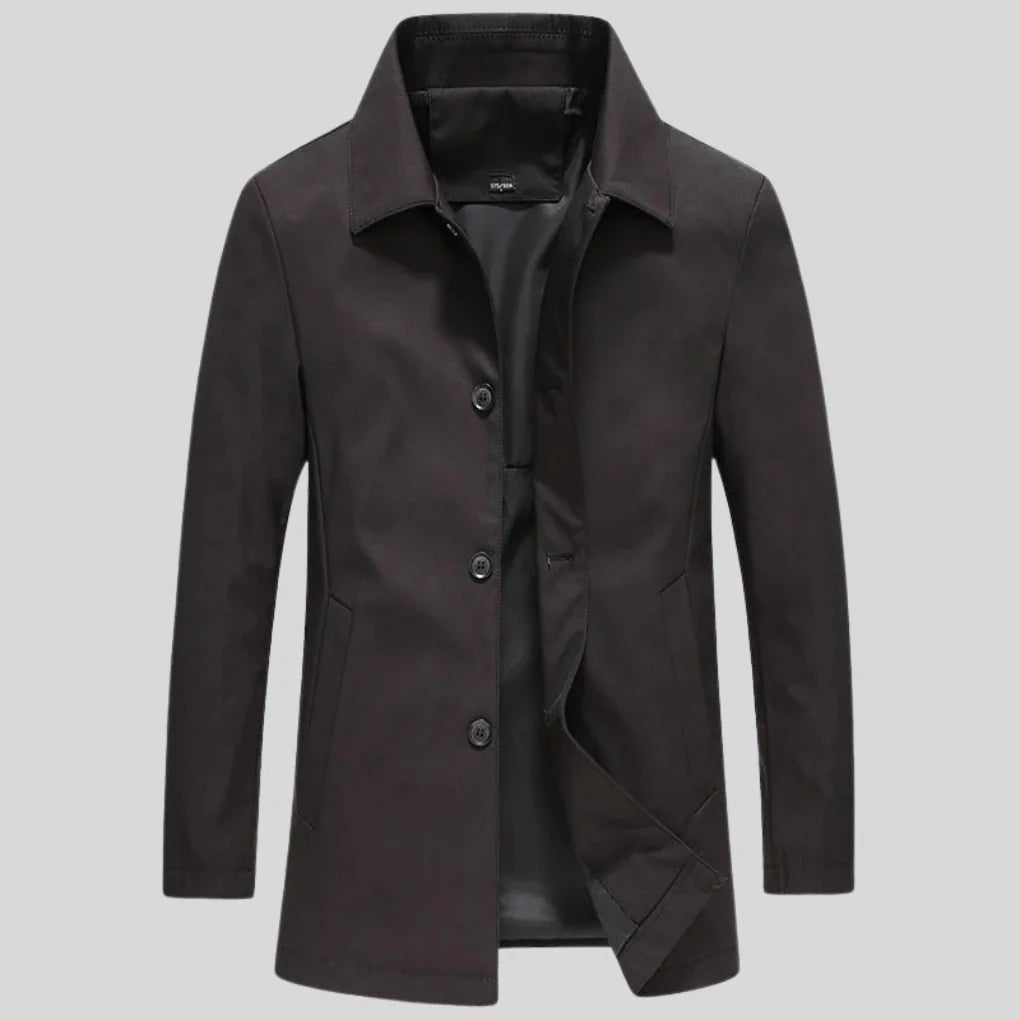Men’s Mid-Length Overcoat Turn-Down Collar