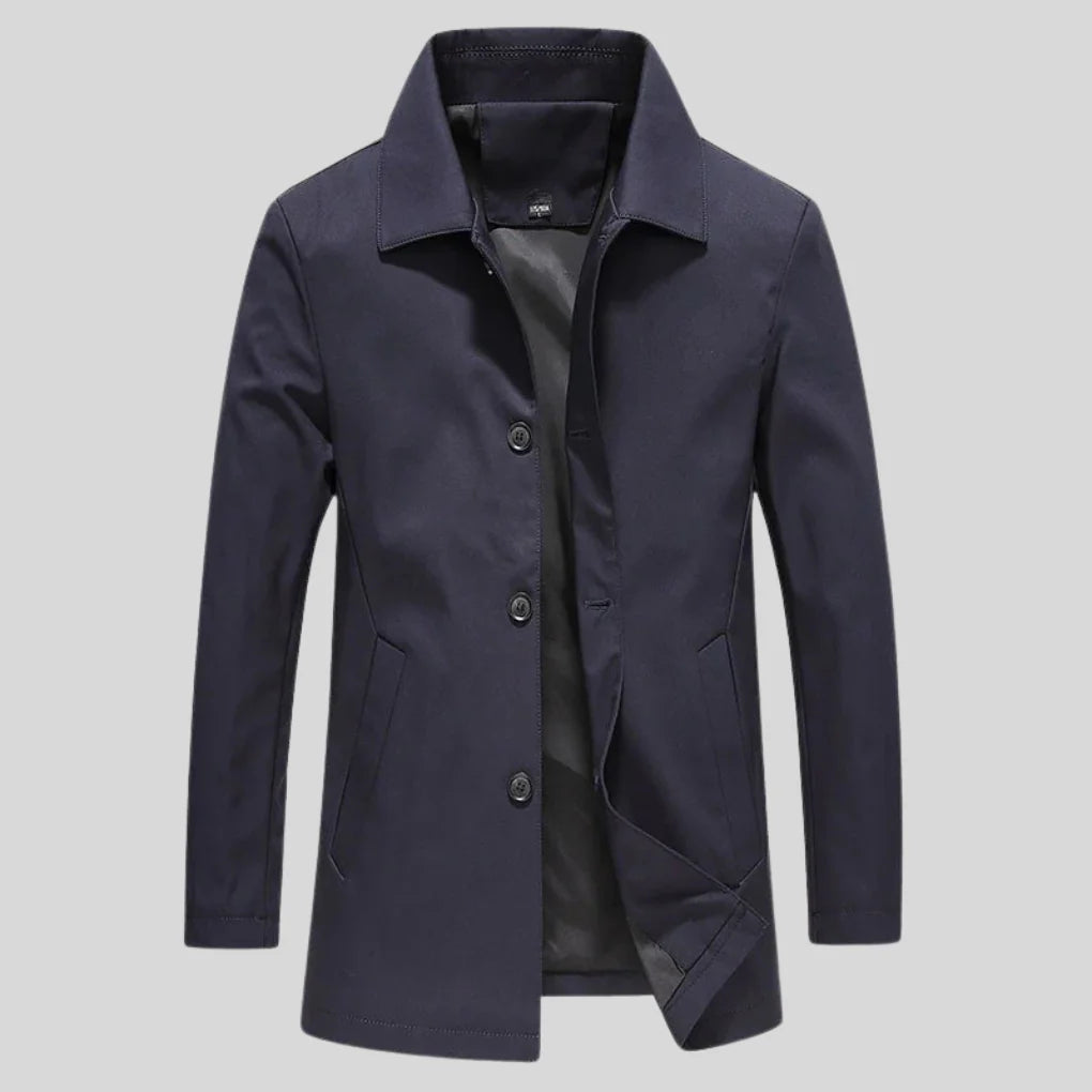 Men’s Mid-Length Overcoat Turn-Down Collar