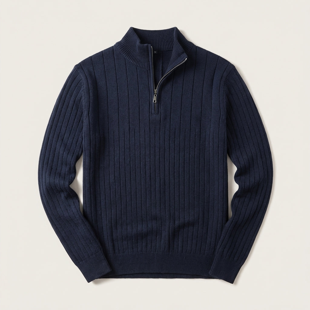 Men’s Pullover Sweater High Collar Vertical Cord Design