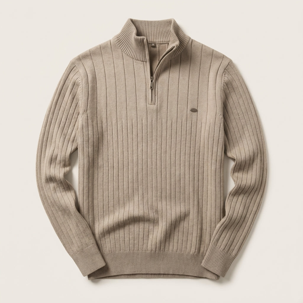 Men’s Pullover Sweater High Collar Vertical Cord Design