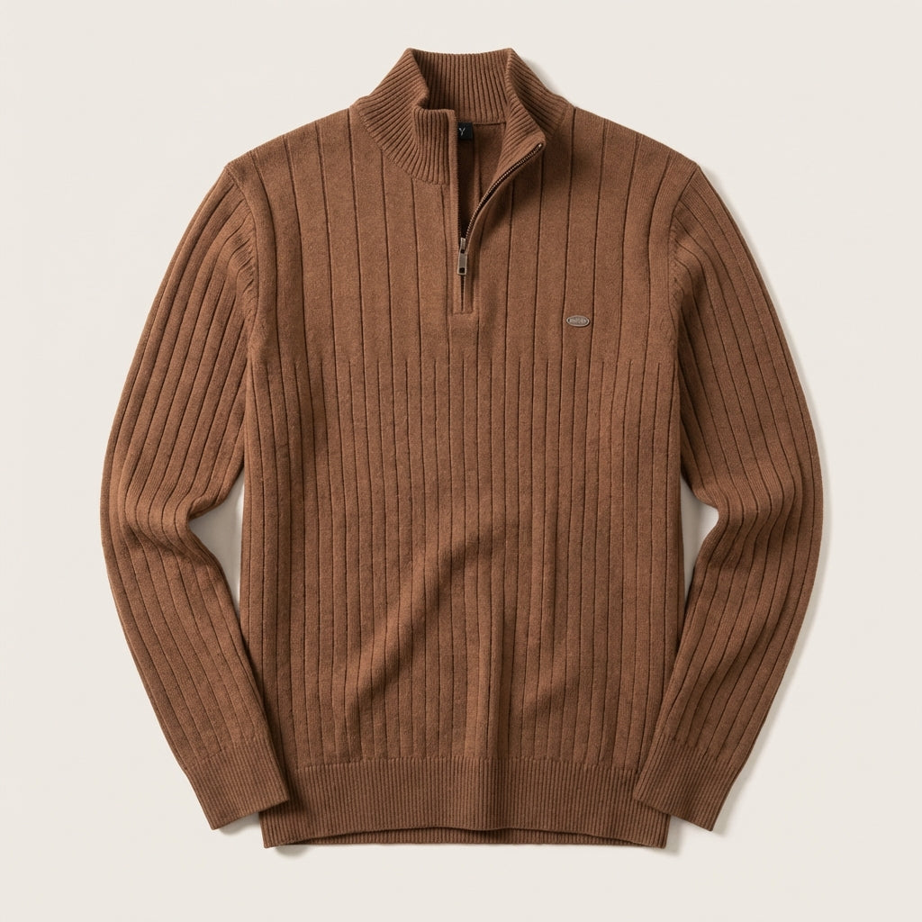 Men’s Pullover Sweater High Collar Vertical Cord Design