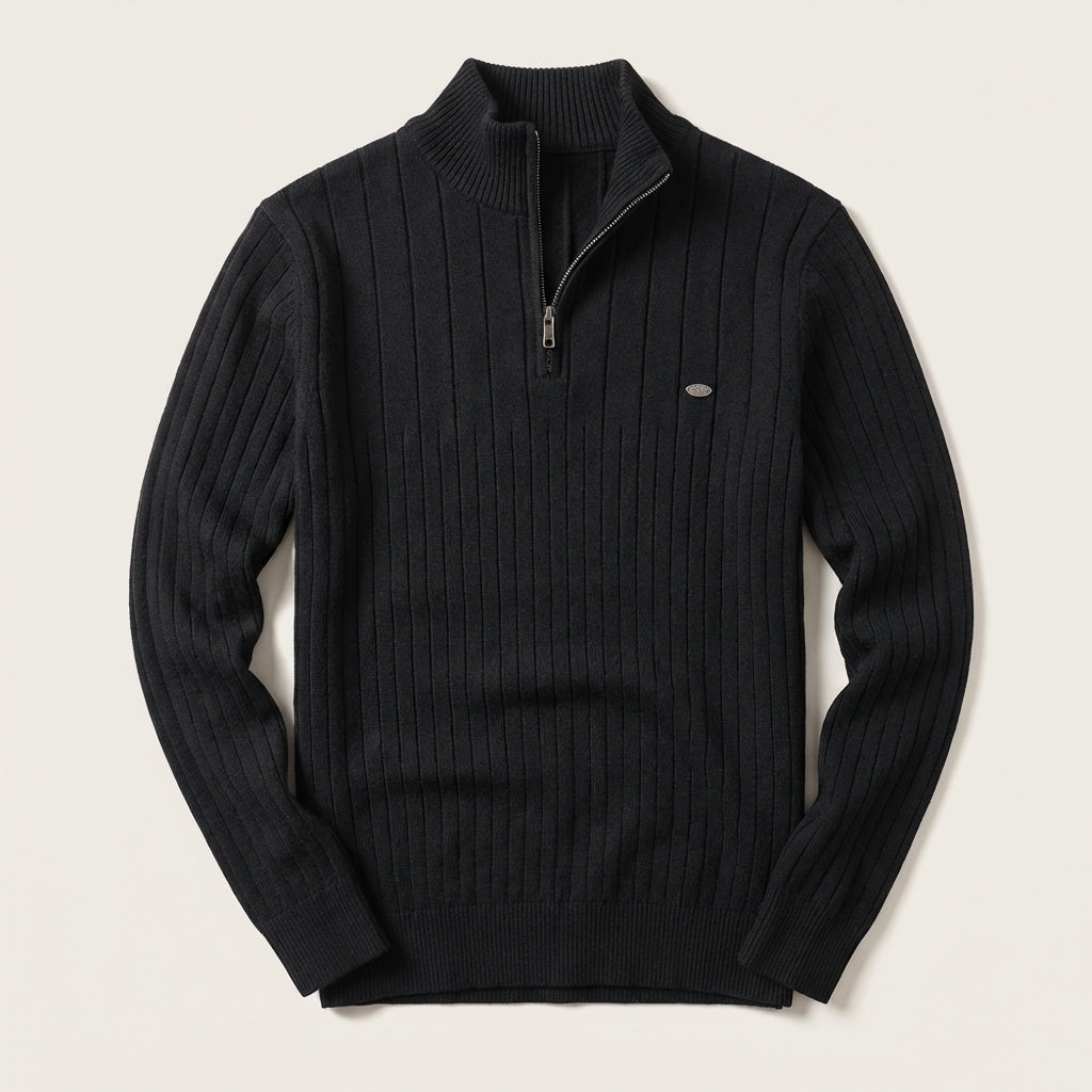 Men’s Pullover Sweater High Collar Vertical Cord Design