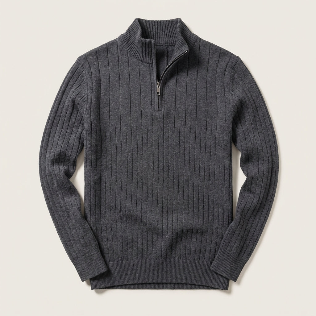 Men’s Pullover Sweater High Collar Vertical Cord Design