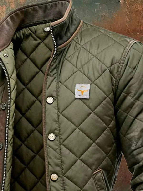 Men's Ribbed Trim Zip-Up Padded Jacket