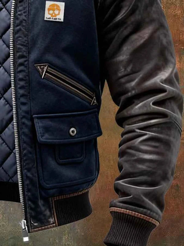 Men's Ribbed Trim Zip-Up Padded Jacket