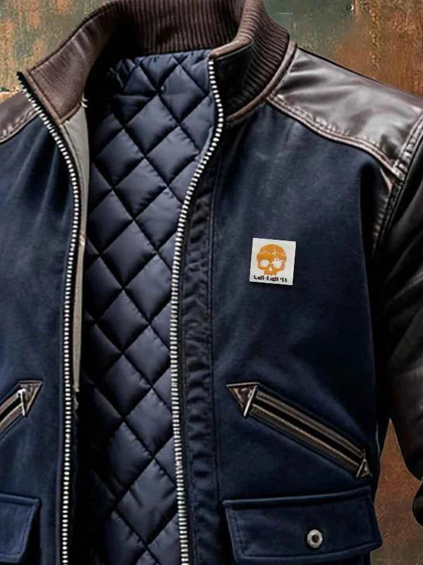 Men's Ribbed Trim Zip-Up Padded Jacket