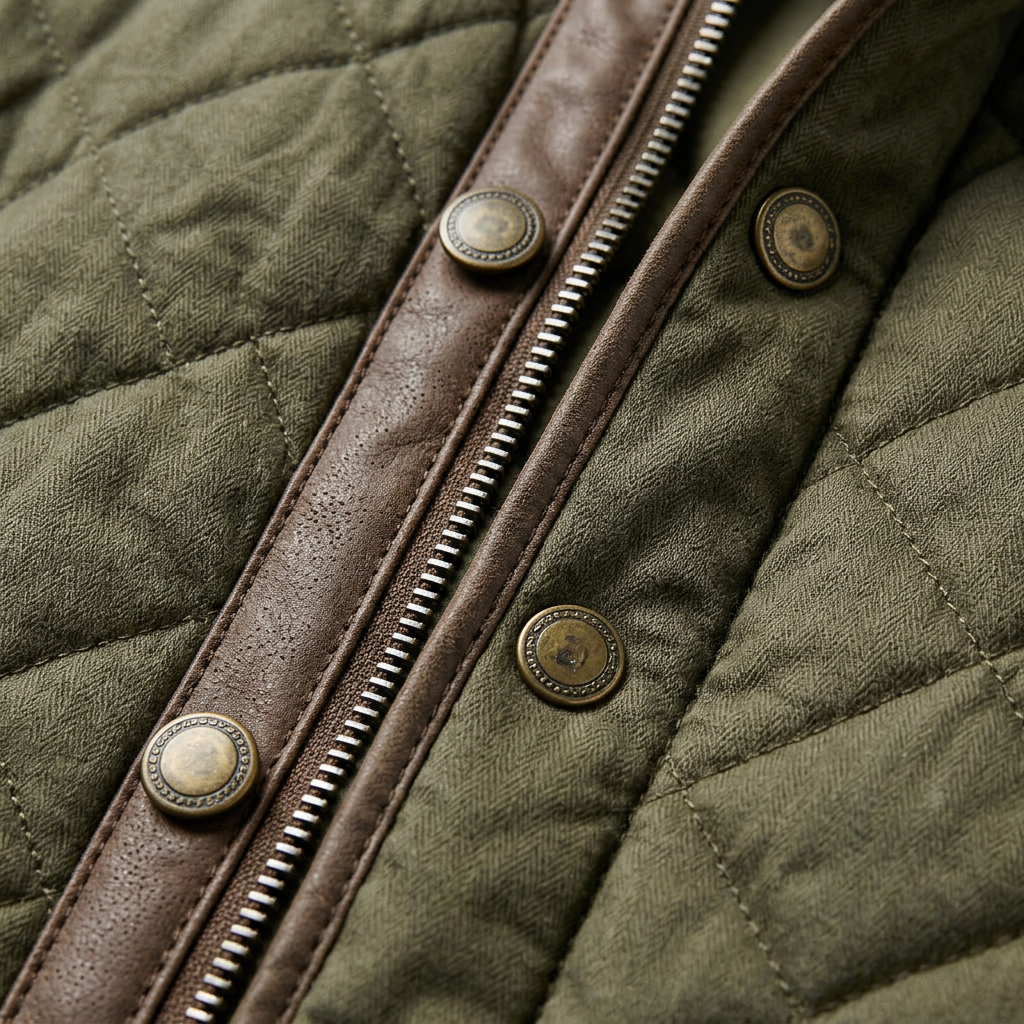 Men's Ribbed Trim Zip-Up Padded Jacket