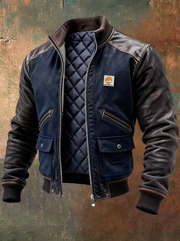 Men's Ribbed Trim Zip-Up Padded Jacket