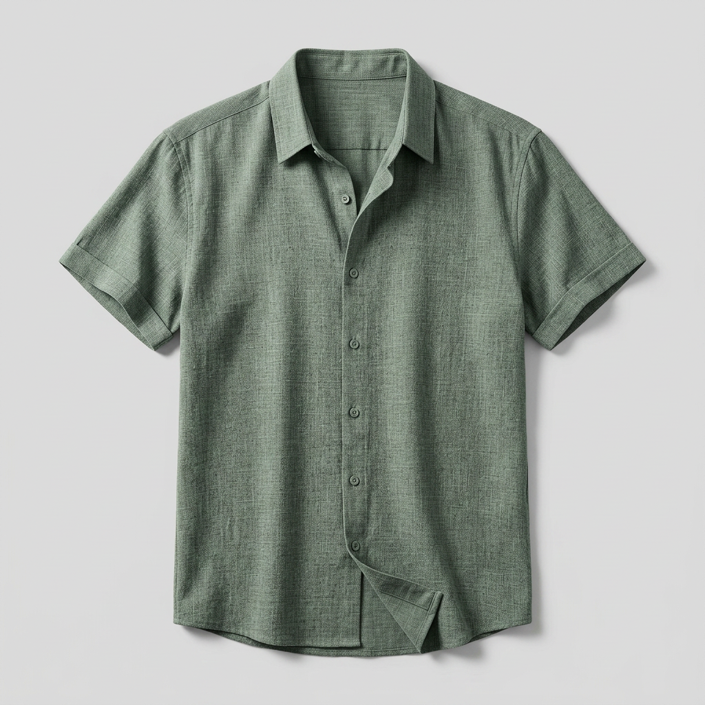 Men's Short Sleeve Collared Button-Up Shirt