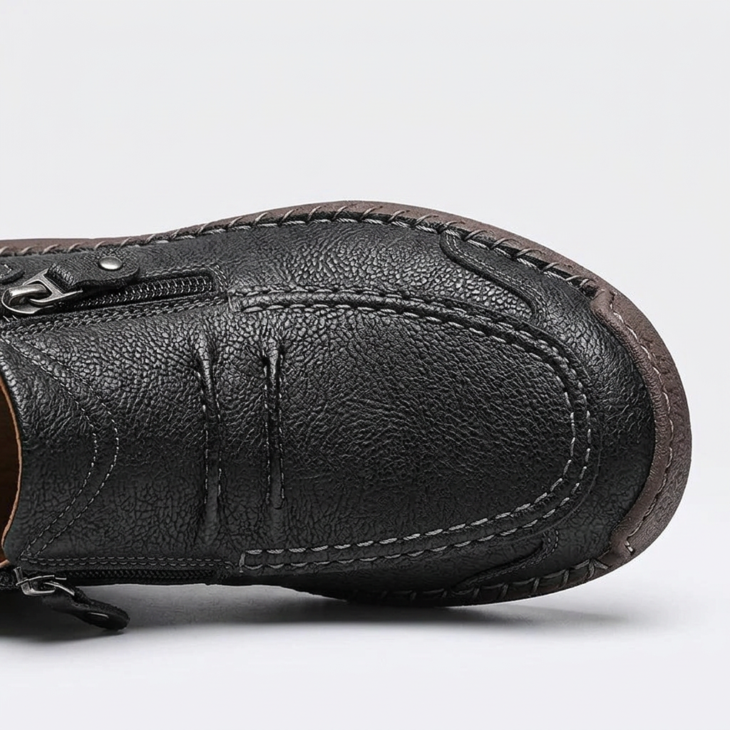 Men's Slip-On Flat Ankle Boots with Zipper