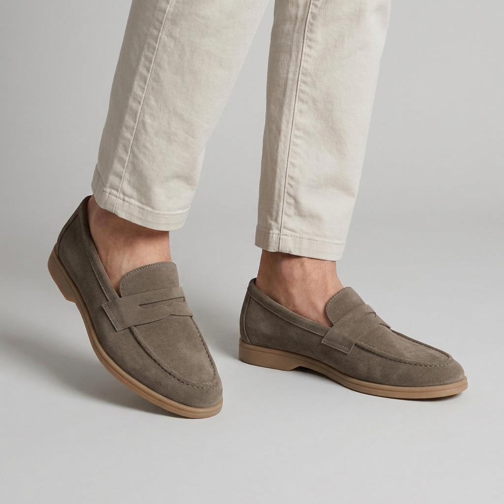 Men's Slip-On Moc-Toe Shoes with Contrast Sole