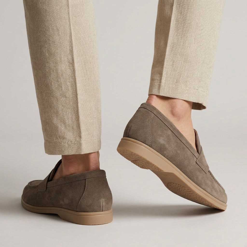 Men's Slip-On Moc-Toe Shoes with Contrast Sole