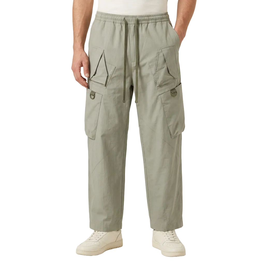 Men’s Straight Leg Cargo Pants with Drawstring Waist
