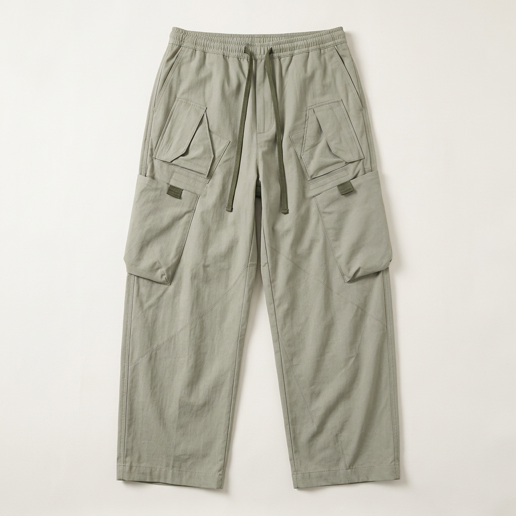 Men’s Straight Leg Cargo Pants with Drawstring Waist