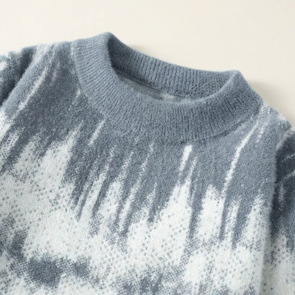 Men’s Sweater Crew Neck Abstract Wave Pattern