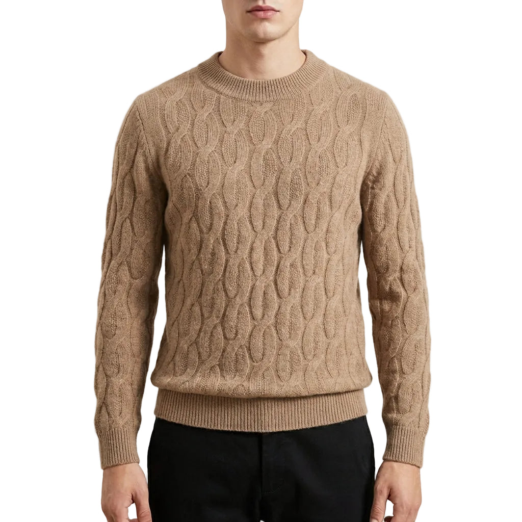 Men’s Sweater Crew Neck Allover Cable Pattern