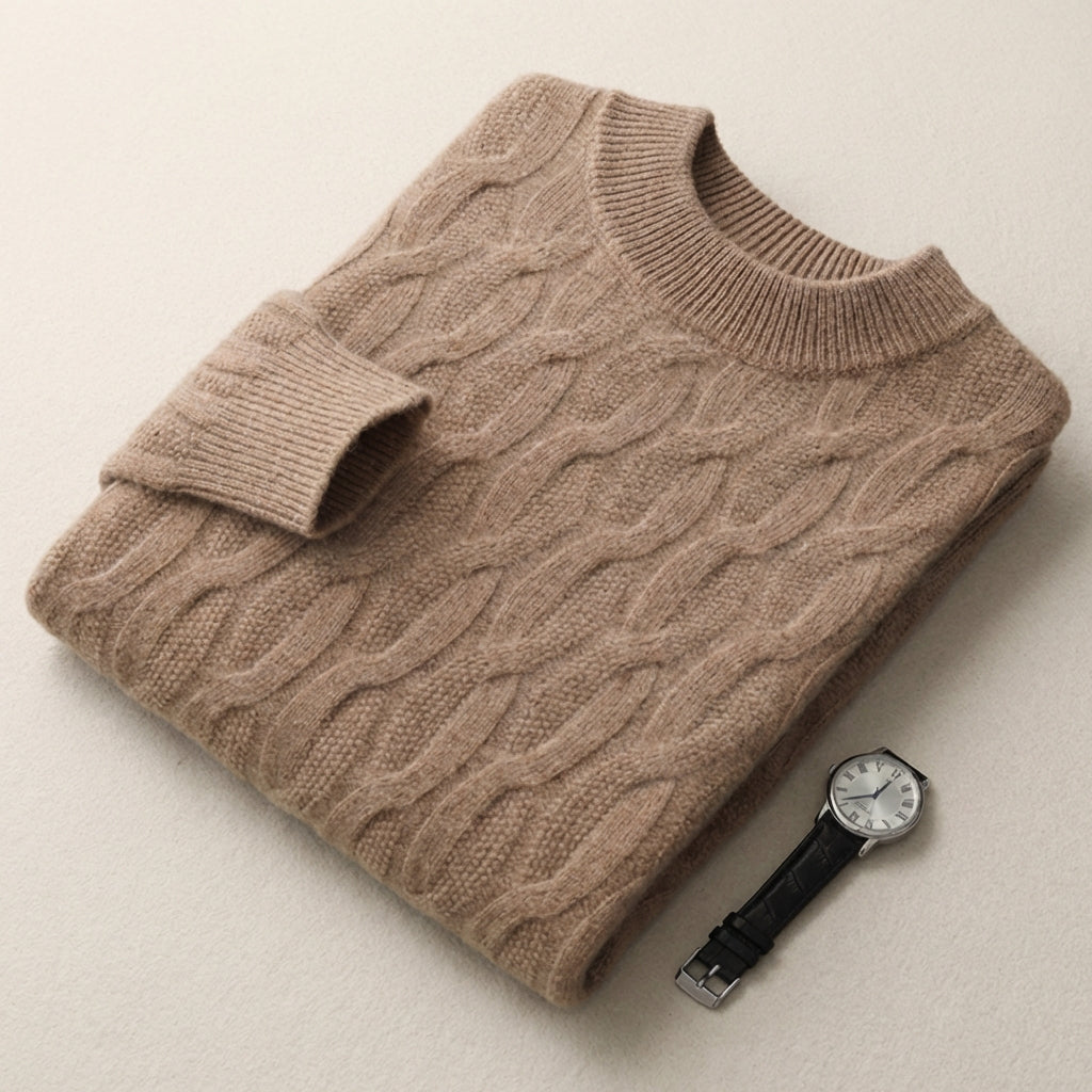 Men’s Sweater Crew Neck Allover Cable Pattern