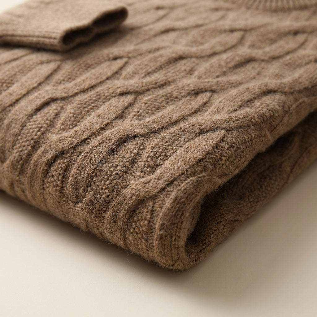 Men’s Sweater Crew Neck Allover Cable Pattern