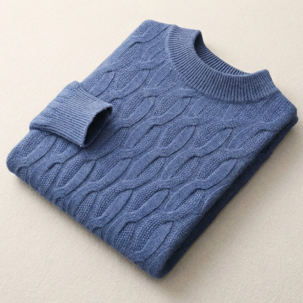 Men’s Sweater Crew Neck Allover Cable Pattern