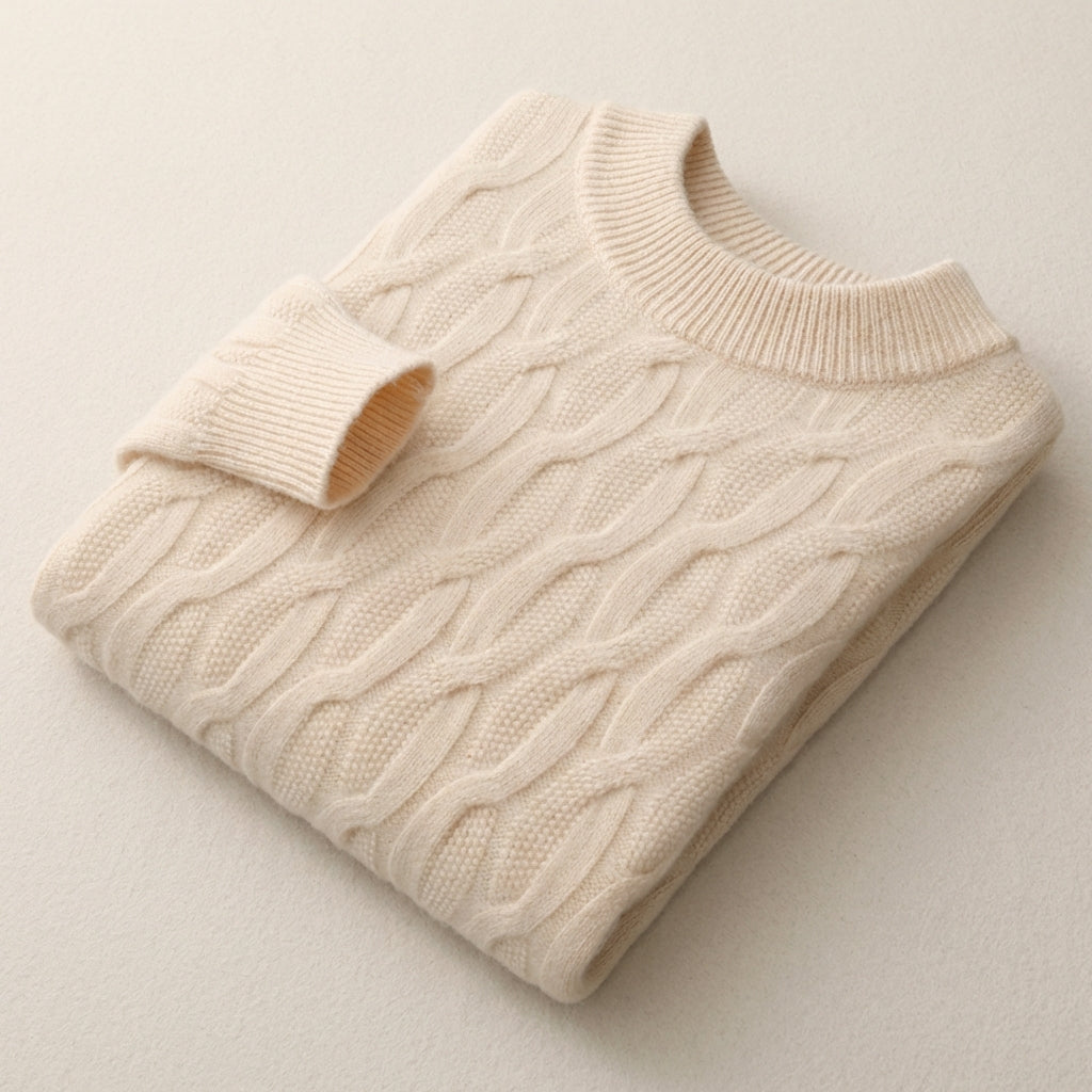 Men’s Sweater Crew Neck Allover Cable Pattern
