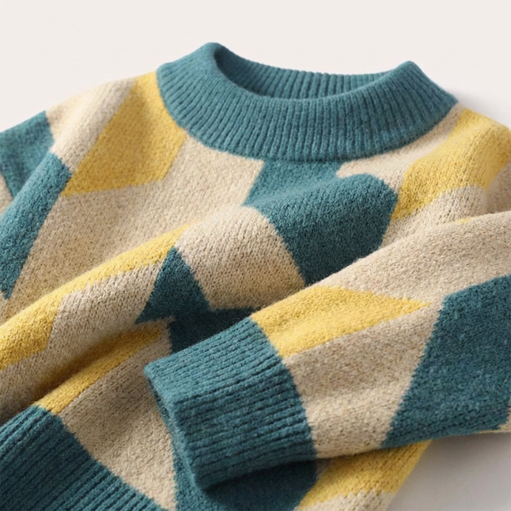 Men’s Sweater Crew Neck Chevron Pattern