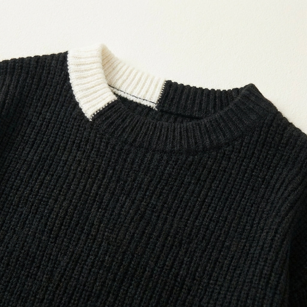 Men’s Sweater Crew Neck Contrast Collar Block