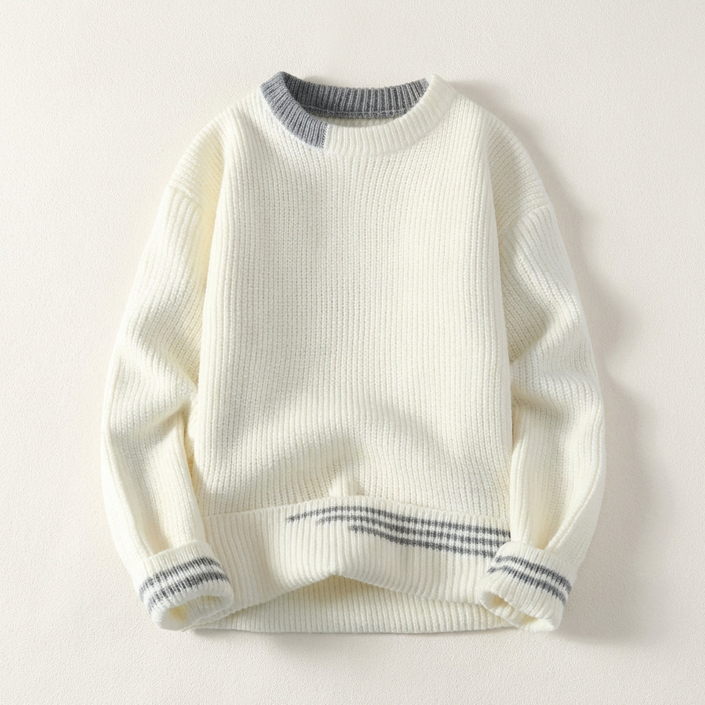Men’s Sweater Crew Neck Contrast Collar Block