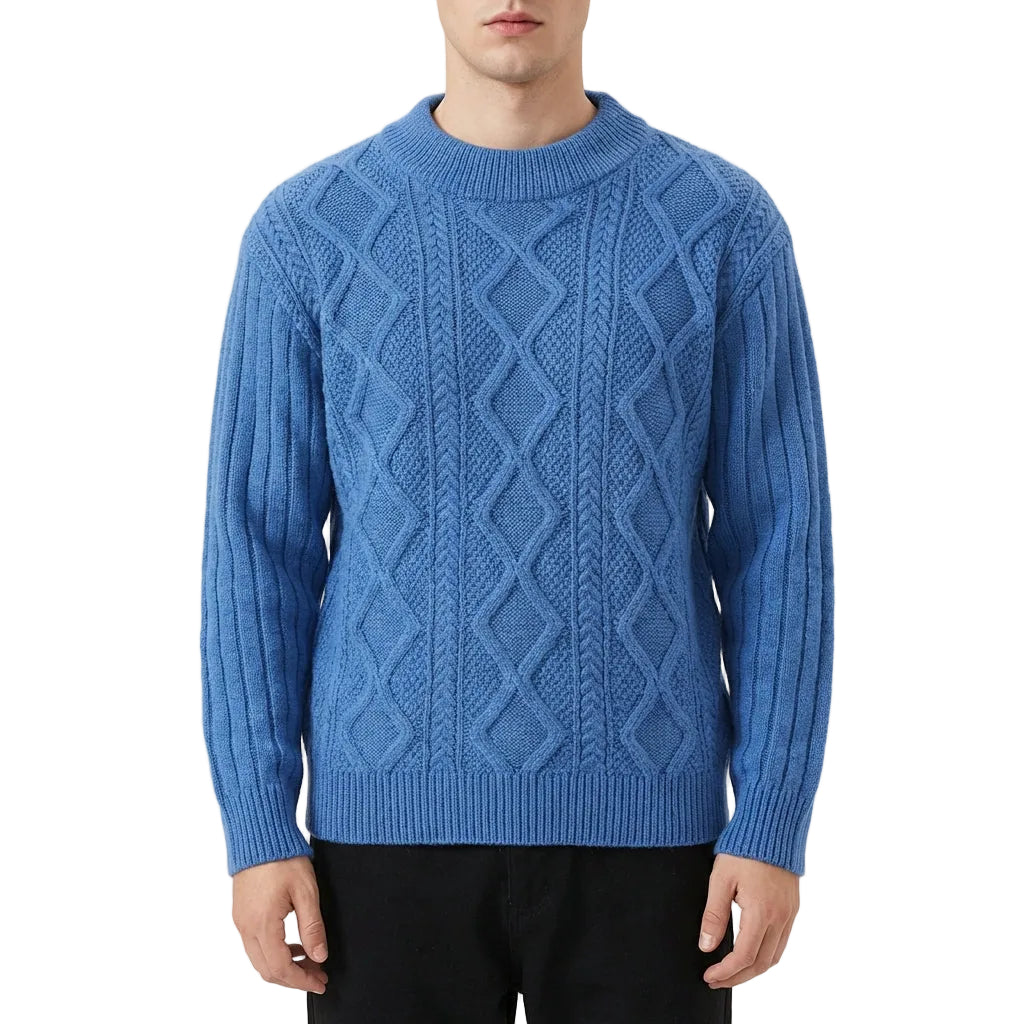 Men’s Sweater Crew Neck Diamond Cable Pattern