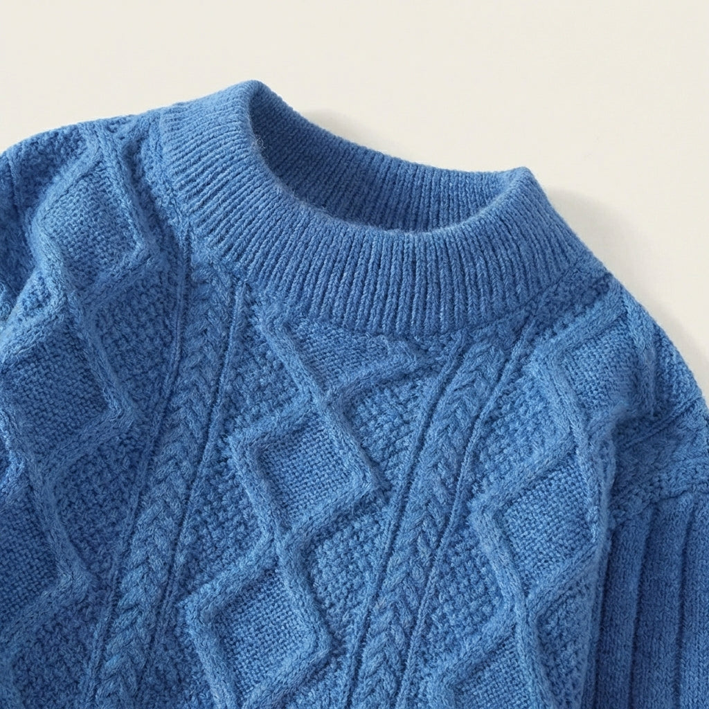 Men’s Sweater Crew Neck Diamond Cable Pattern