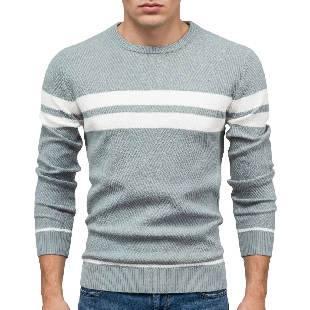 Men’s Sweater Crew Neck Double Chest Stripe