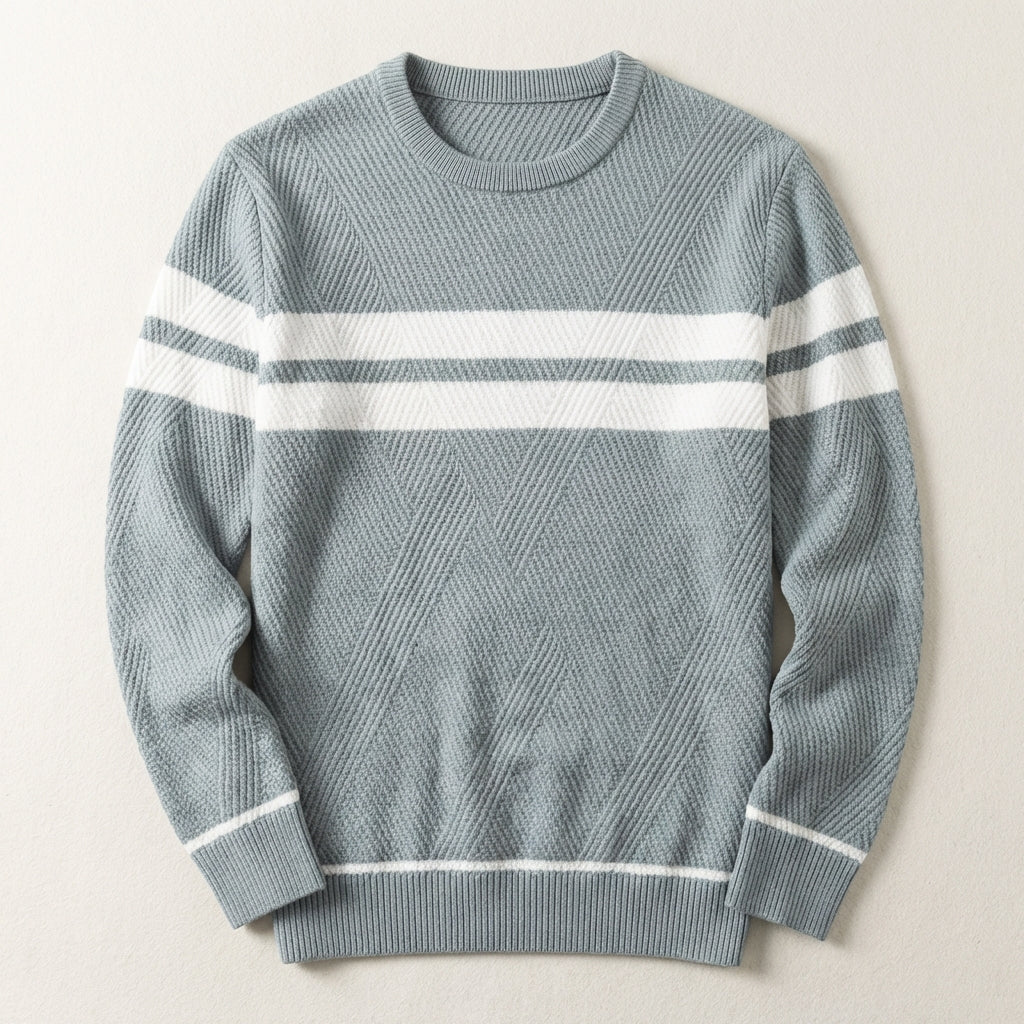 Men’s Sweater Crew Neck Double Chest Stripe
