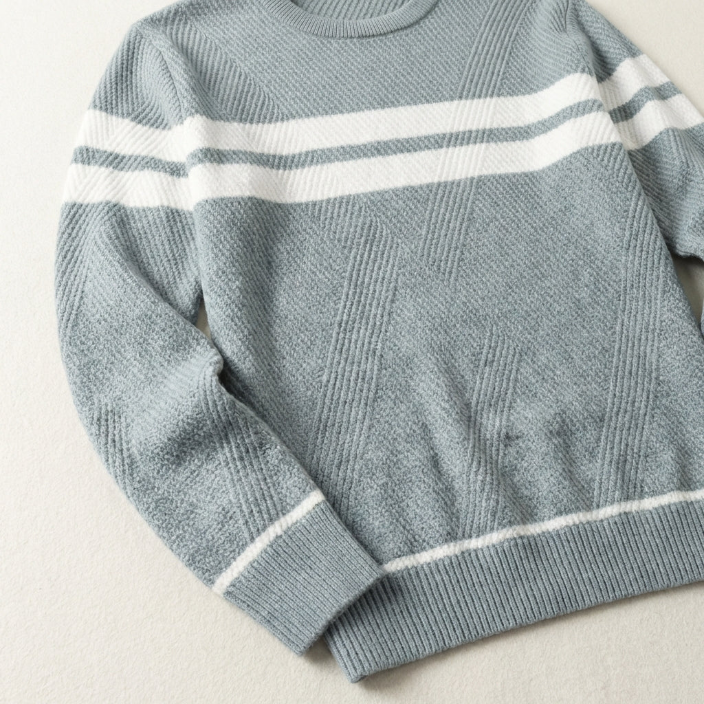 Men’s Sweater Crew Neck Double Chest Stripe