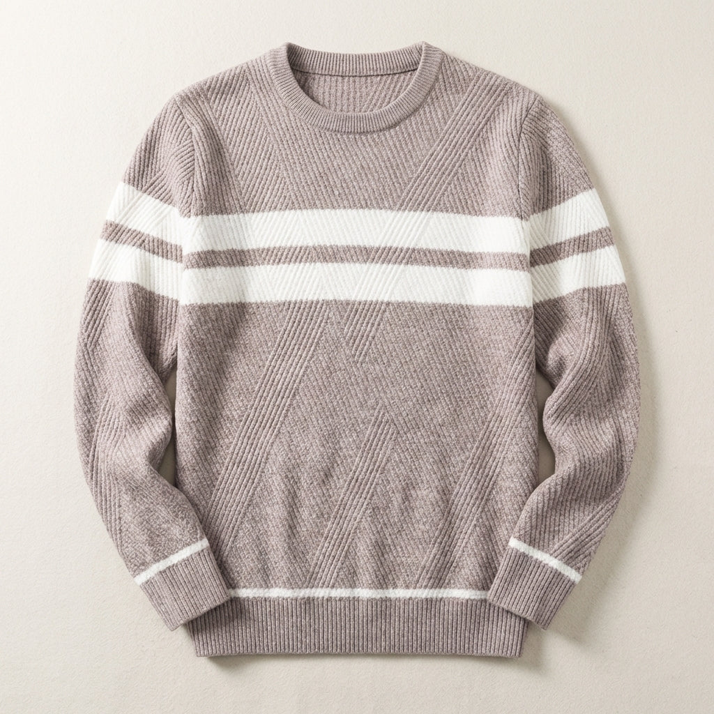 Men’s Sweater Crew Neck Double Chest Stripe