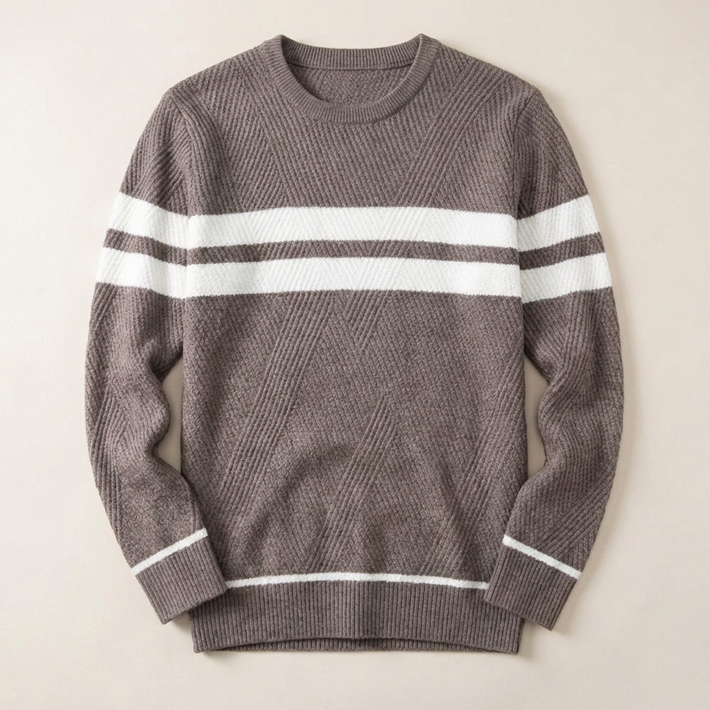 Men’s Sweater Crew Neck Double Chest Stripe