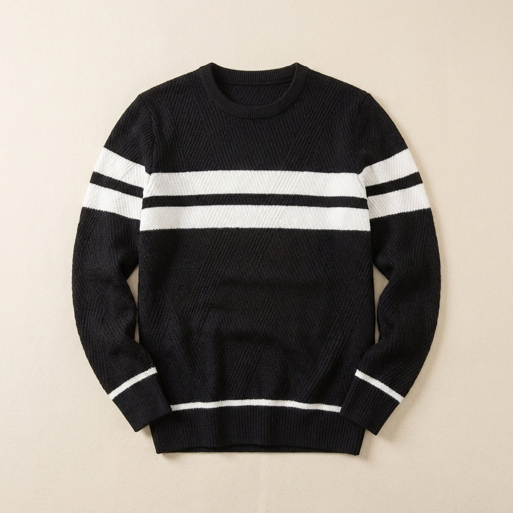 Men’s Sweater Crew Neck Double Chest Stripe
