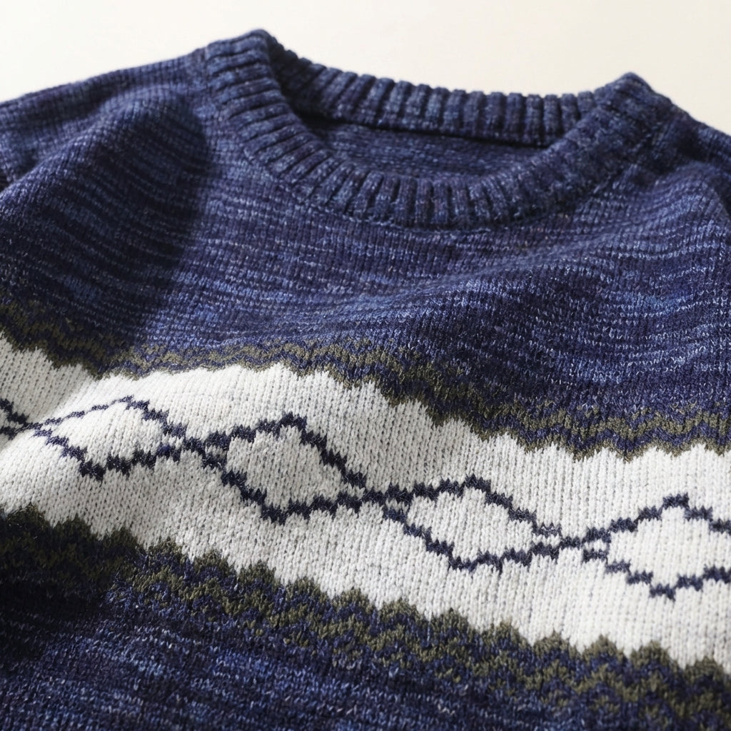 Men’s Sweater Crew Neck Horizontal Geometric Band