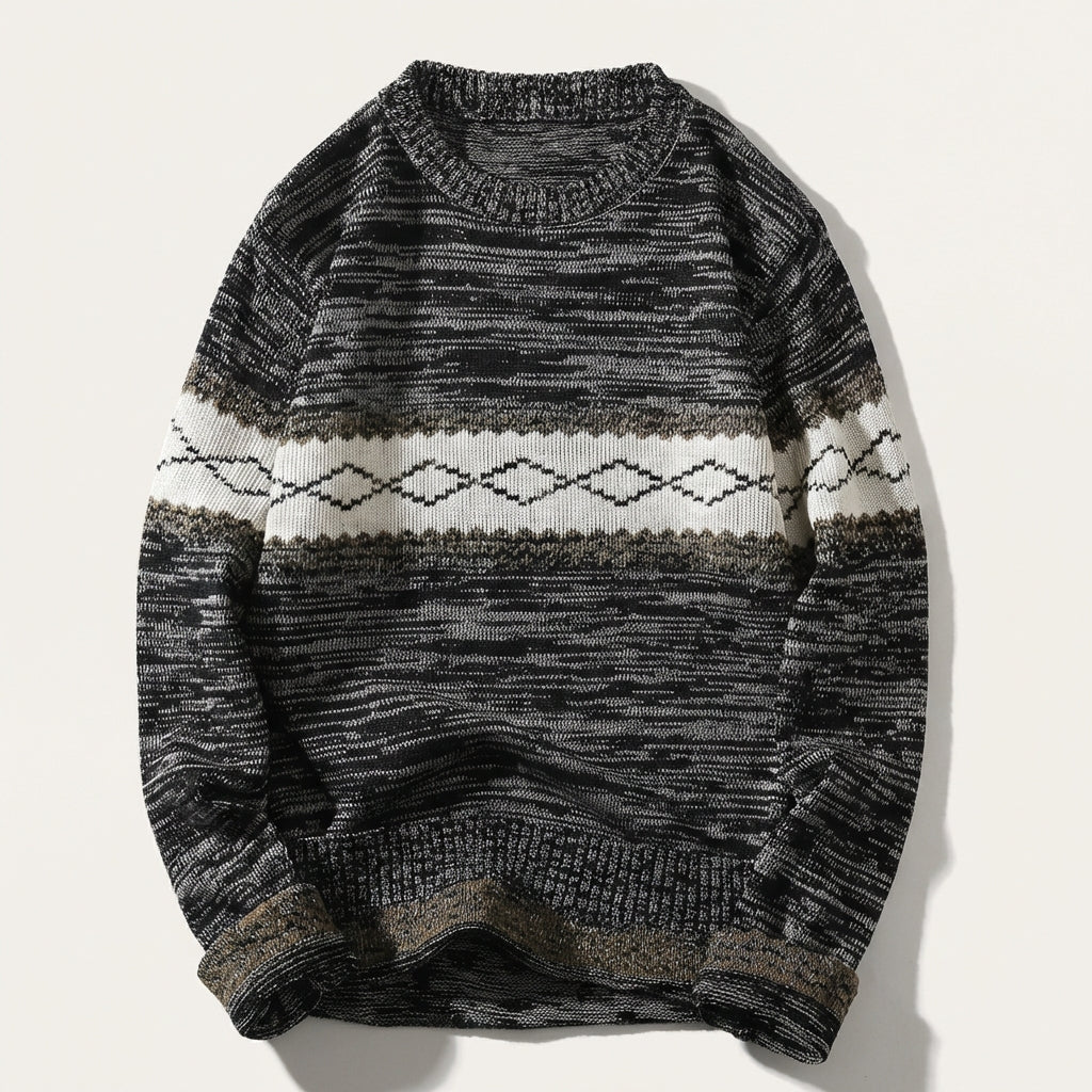 Men’s Sweater Crew Neck Horizontal Geometric Band