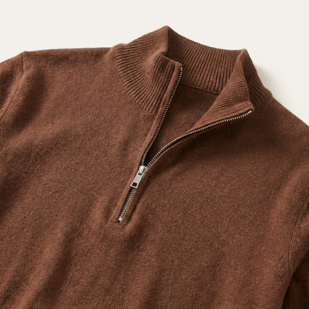 Men’s Sweater Mock Neck Quarter Zip Closure