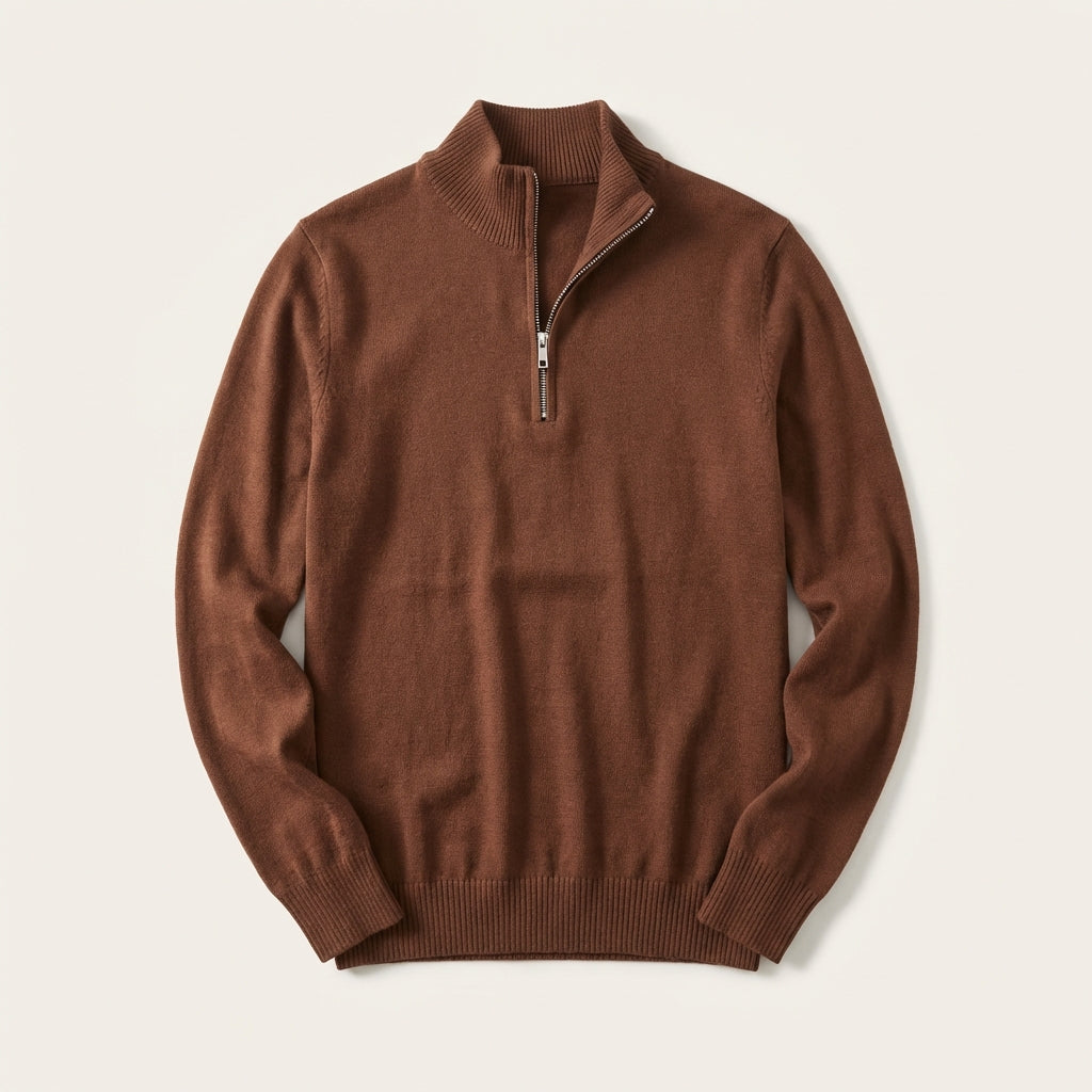 Men’s Sweater Mock Neck Quarter Zip Closure