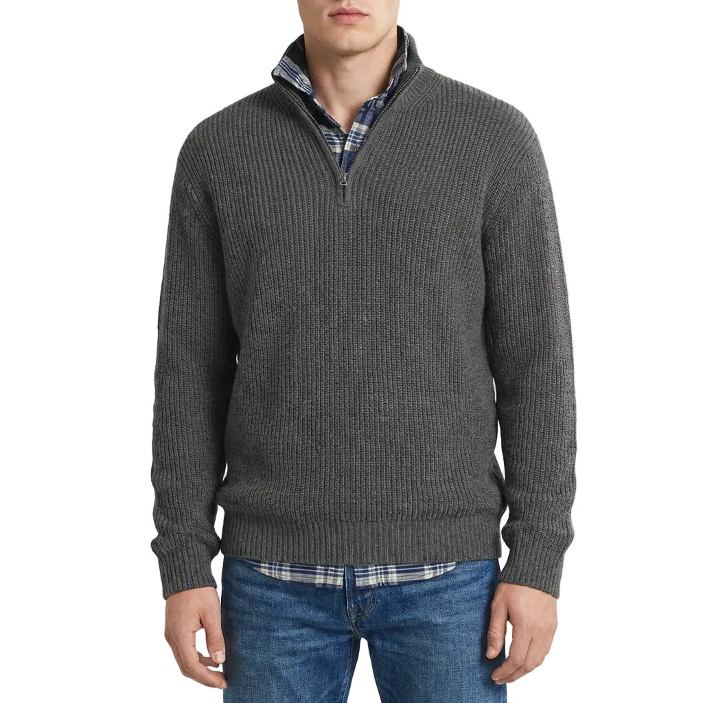 Men’s Top Sweater Set-In Shoulder Seams Vertically Banded Cuffs