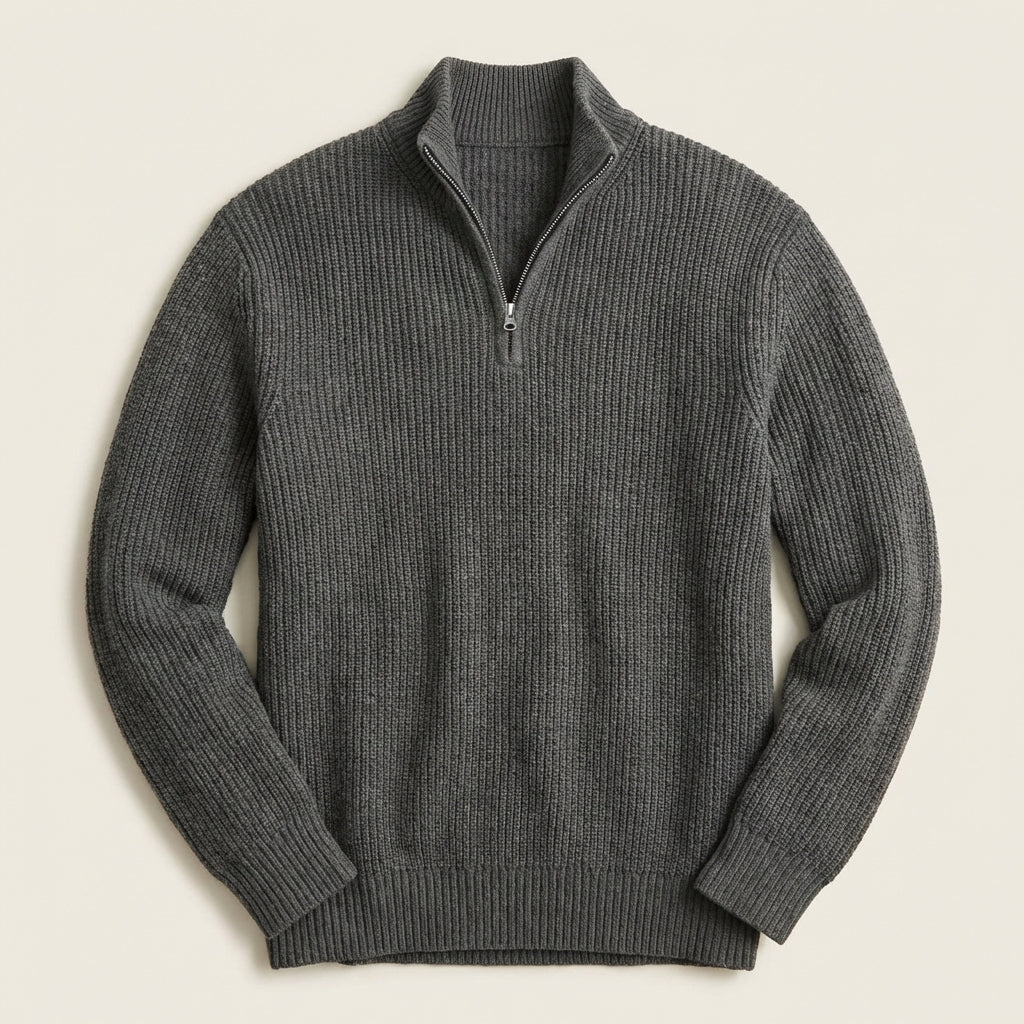 Men’s Top Sweater Set-In Shoulder Seams Vertically Banded Cuffs