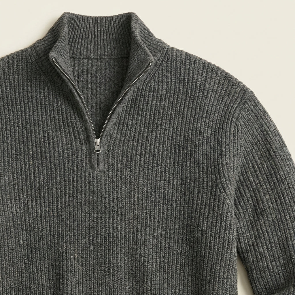Men’s Top Sweater Set-In Shoulder Seams Vertically Banded Cuffs