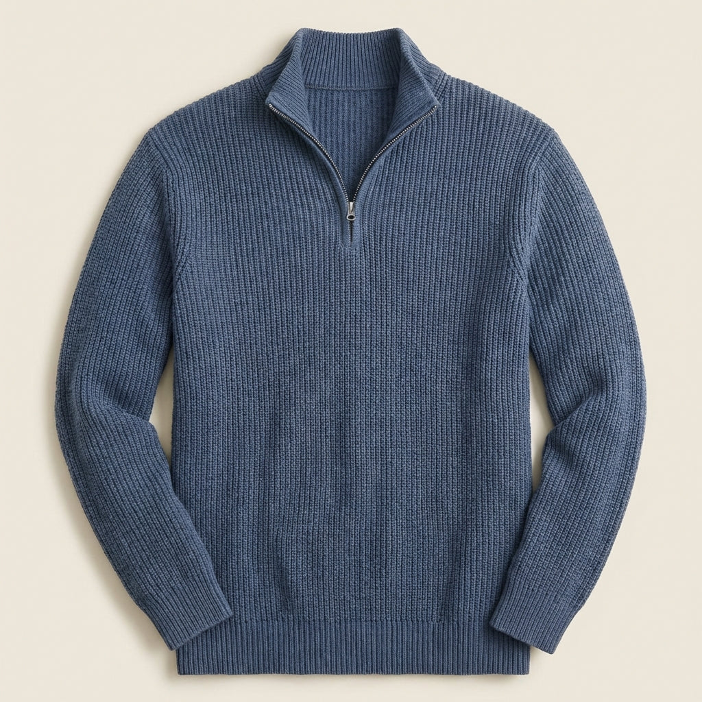 Men’s Top Sweater Set-In Shoulder Seams Vertically Banded Cuffs