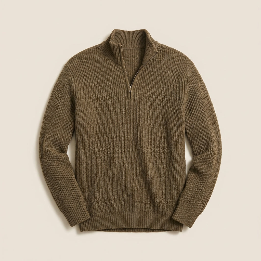 Men’s Top Sweater Set-In Shoulder Seams Vertically Banded Cuffs
