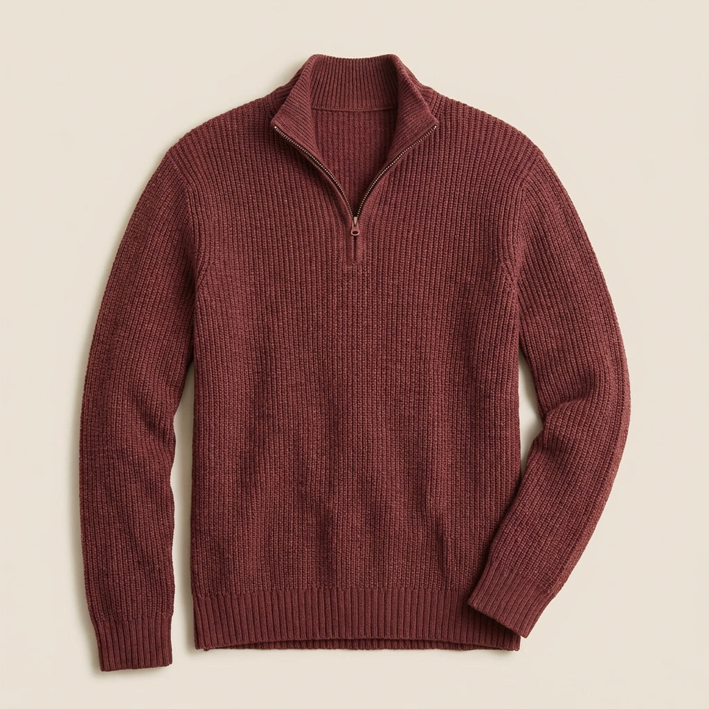 Men’s Top Sweater Set-In Shoulder Seams Vertically Banded Cuffs